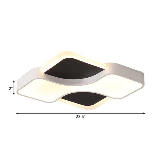 Geometric Metal Led Flush Ceiling Light Fixture In White/Warm 16.5/19.5/23.5 Wide