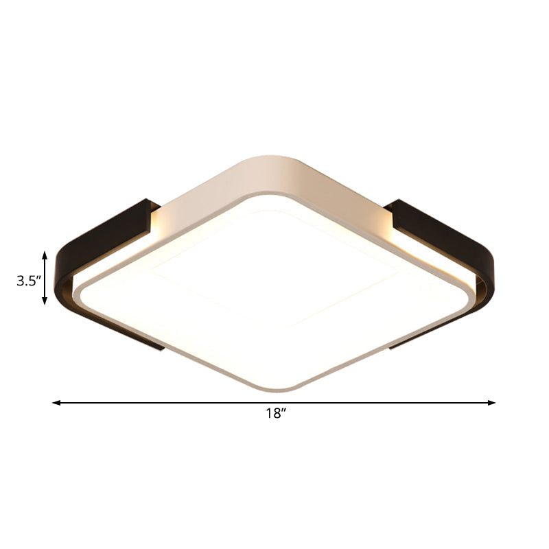 Simple Metal LED Flush Mount Light in White/Warm Light - Rectangular/Square Ceiling Fixture, 18"/35.5" Wide - Ideal for Living Room