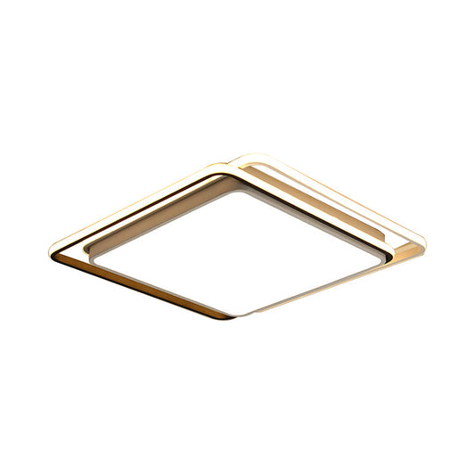Square Ceiling Mount Led Lamp: Minimalist Metal Flush Light For Living Room In White/Warm - 15/19