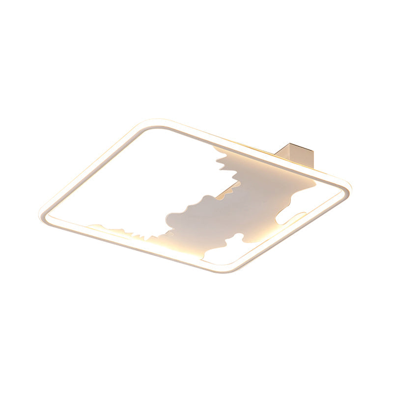 Art Deco Metal LED Square Flush Mount Lighting in White/Warm Light, Various Width Options