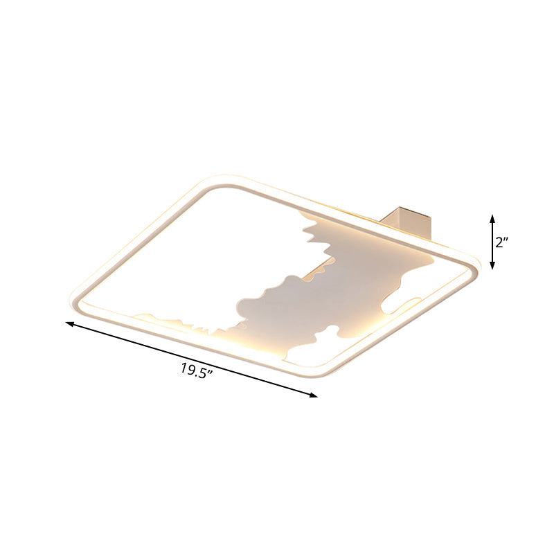Art Deco Metal LED Square Flush Mount Lighting in White/Warm Light, Various Width Options