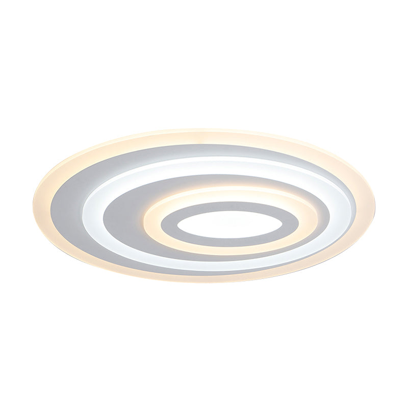 16/19.5/25.5 Wide Oval Acrylic Flush Lamp - Contemporary Led White Mount Ceiling Fixture Warm/White