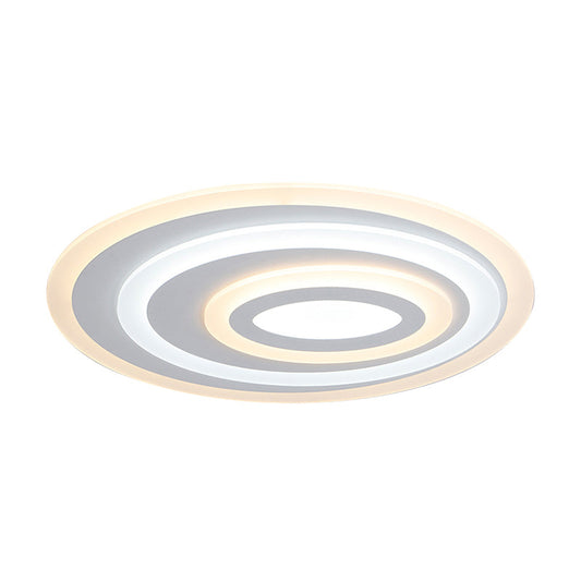 16/19.5/25.5 Wide Oval Acrylic Flush Lamp - Contemporary Led White Mount Ceiling Fixture Warm/White