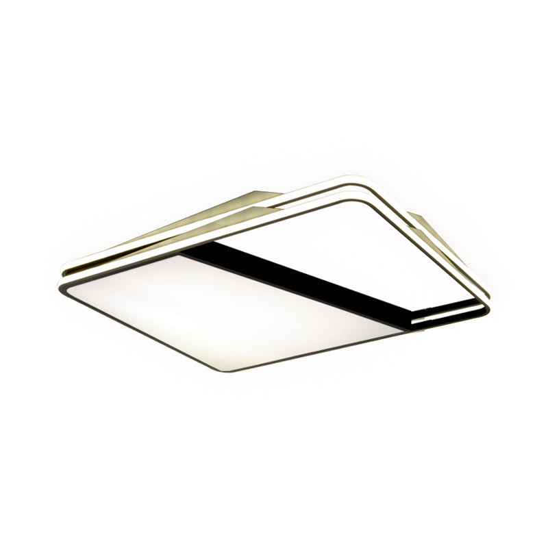 Modern Splicing Trapezoid Flush Ceiling Light - Metal LED Fixture in White/Warm Light, 23.5"/35.5" Wide