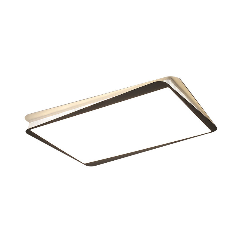 Simple LED Ceiling Flush Mount Light in White/Warm Light - Metal Rectangular Fixture