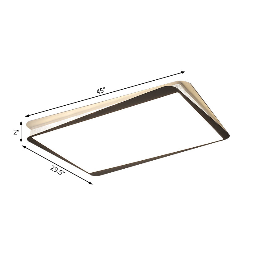 Simple LED Ceiling Flush Mount Light in White/Warm Light - Metal Rectangular Fixture