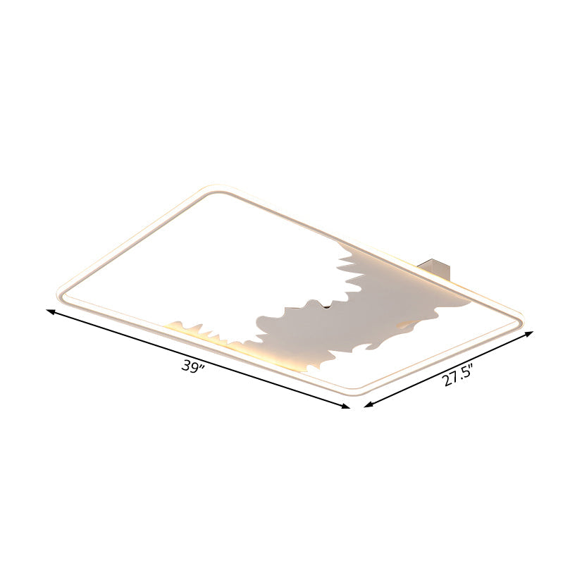 Art Deco Oblong LED Ceiling Flush Light in White/Warm Light, 34.5"/39" Wide