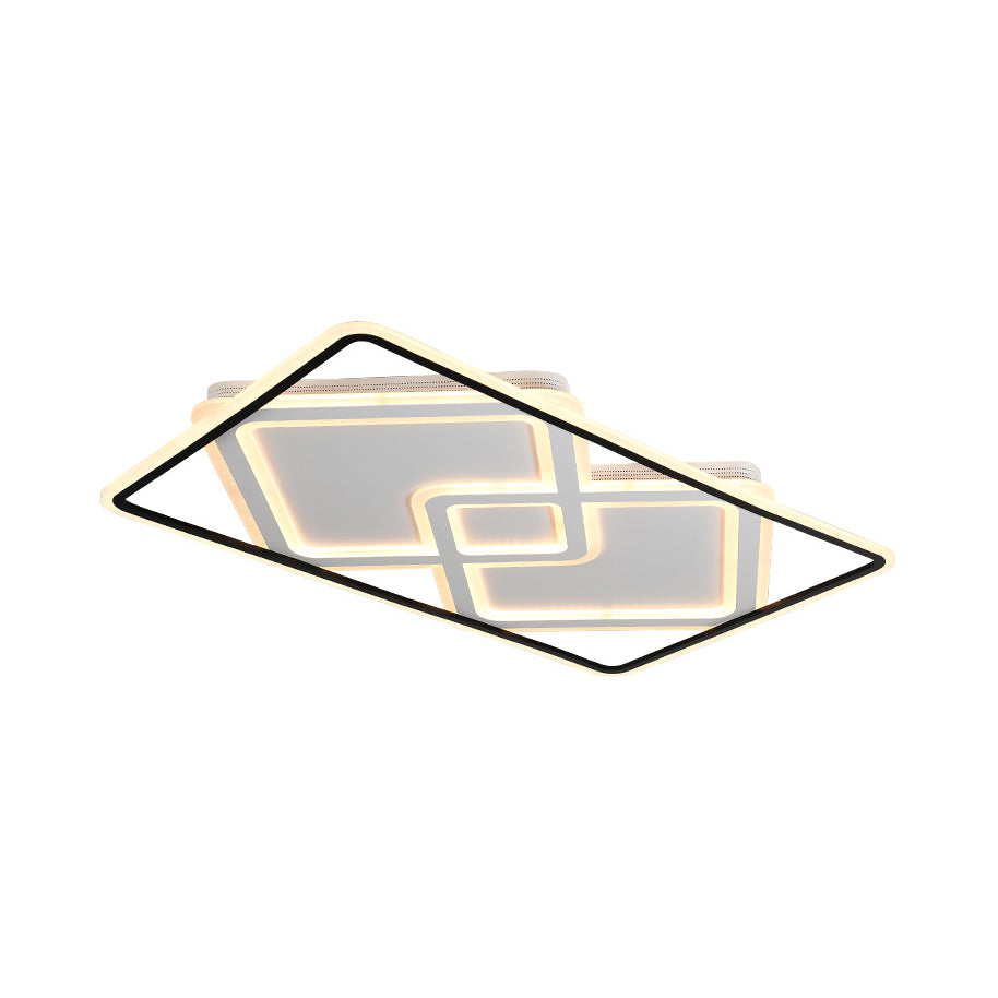 Sleek Metal LED Ceiling Lamp: Rectangular Flush Lighting for Living Room in White/Warm Light, 31.5"/39" Wide