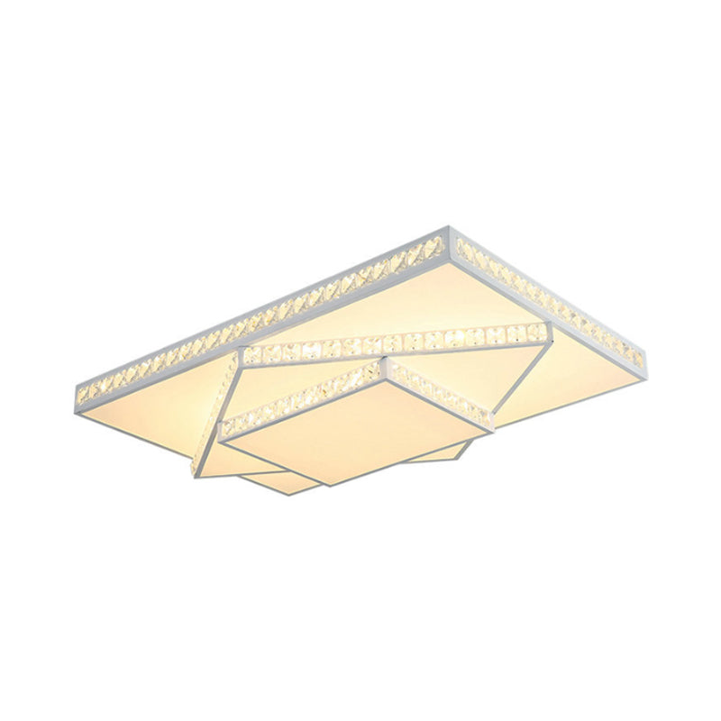 Contemporary LED Metal 3-Tiered Square Flush Ceiling Mount Light - White/3rd Gear