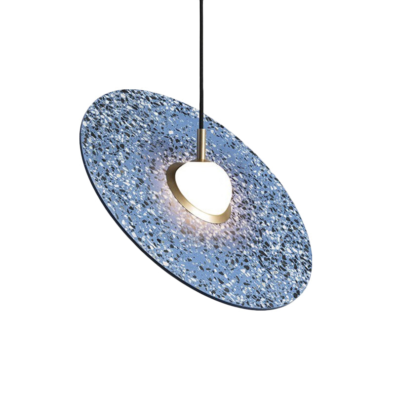 Ufo Shaped Pendant Lamp Modern Concrete 1 Light Black/White/Pink Hanging Ceiling