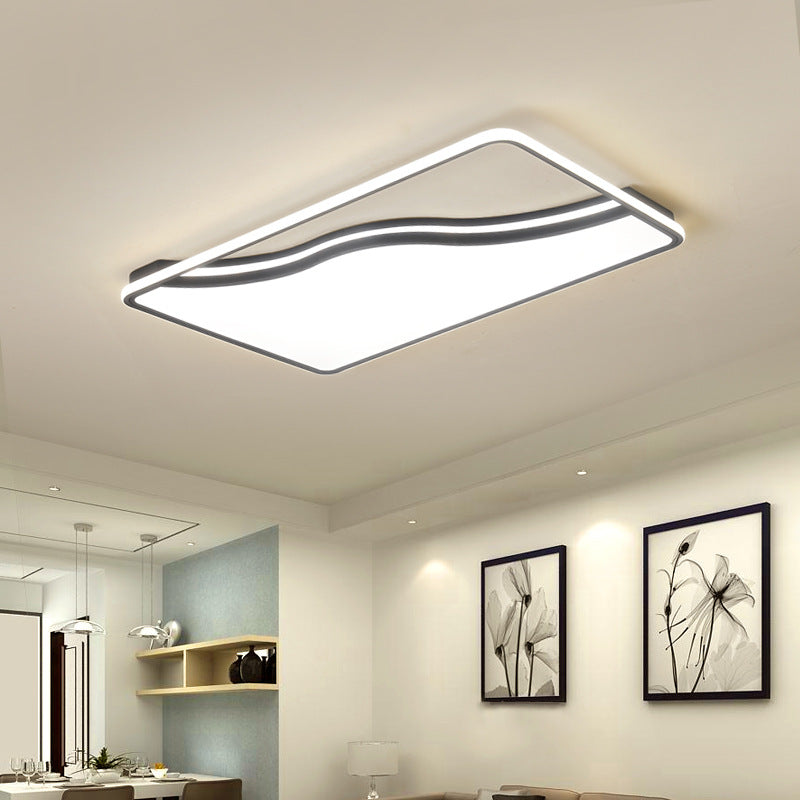 Modern Led Ceiling Light Fixture For Bedroom - Simple Acrylic Design Black/White 16/19.5/35.5 W