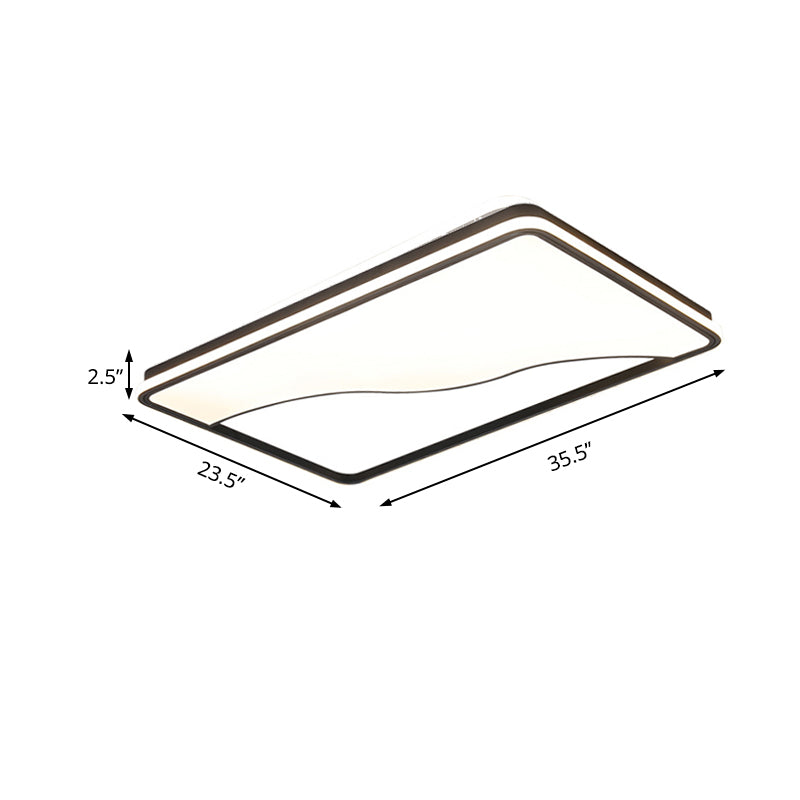 Modern LED Ceiling Light Fixture for Bedroom - Simple Acrylic Design - Black/White - 16"/19.5"/35.5" W - Warm/White