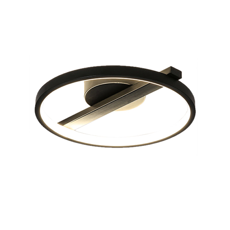 Modern Acrylic Ring Flush Mount Ceiling Light in Black/White/Blue for Living Room - Warm/White Options, 12.5"/16.5"/20.5" Diameter