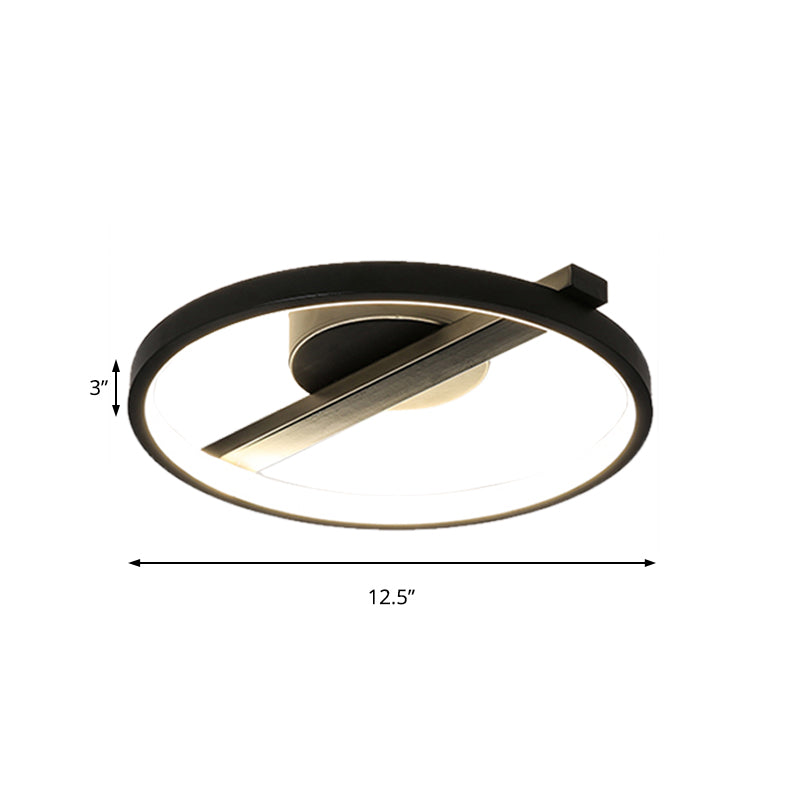 Modern Acrylic Ring Flush Mount Ceiling Light in Black/White/Blue for Living Room - Warm/White Options, 12.5"/16.5"/20.5" Diameter