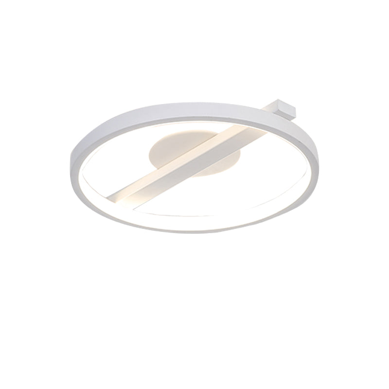 Modern Acrylic Ring Flush Mount Ceiling Light in Black/White/Blue for Living Room - Warm/White Options, 12.5"/16.5"/20.5" Diameter