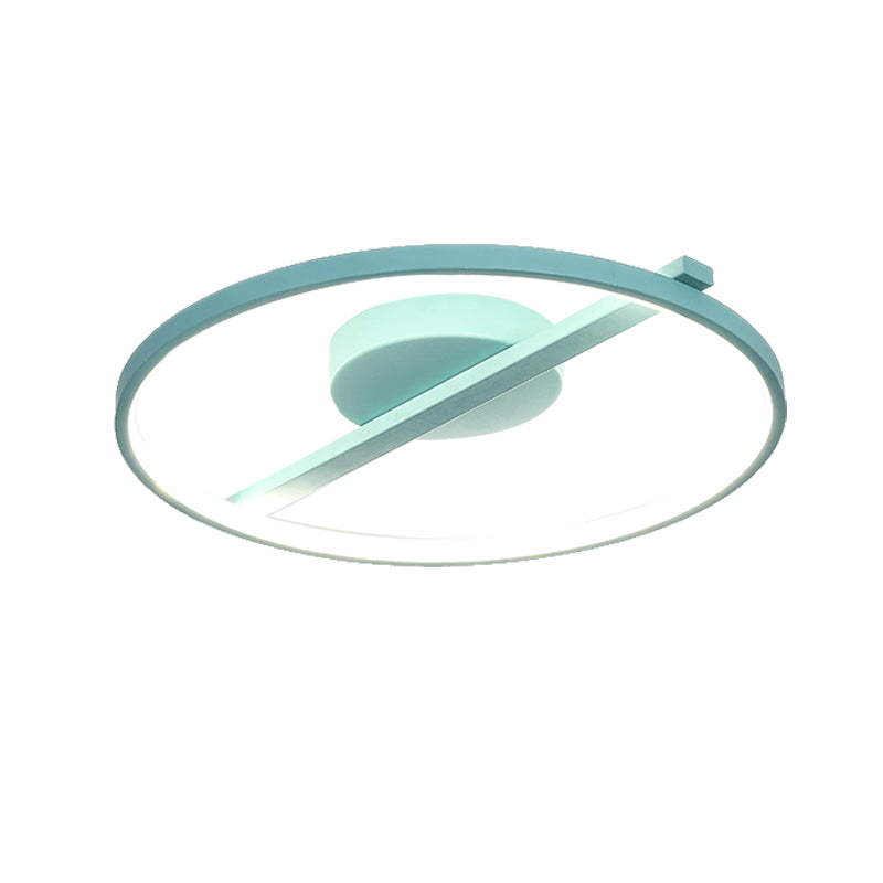 Modern Acrylic Ring Flush Mount Ceiling Light in Black/White/Blue for Living Room - Warm/White Options, 12.5"/16.5"/20.5" Diameter