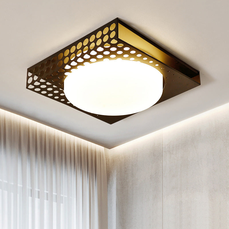 Iron Square Flush Mount Ceiling Light with Acrylic Shade in Nordic White/Black for Warm/White Bedroom Lighting