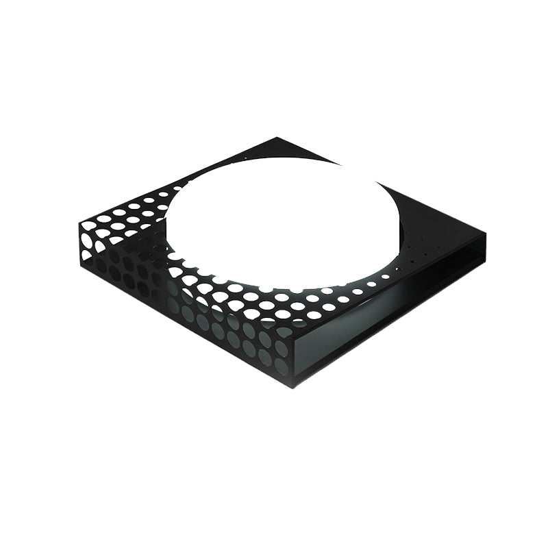 Iron Square Flush Mount Ceiling Light with Acrylic Shade in Nordic White/Black for Warm/White Bedroom Lighting