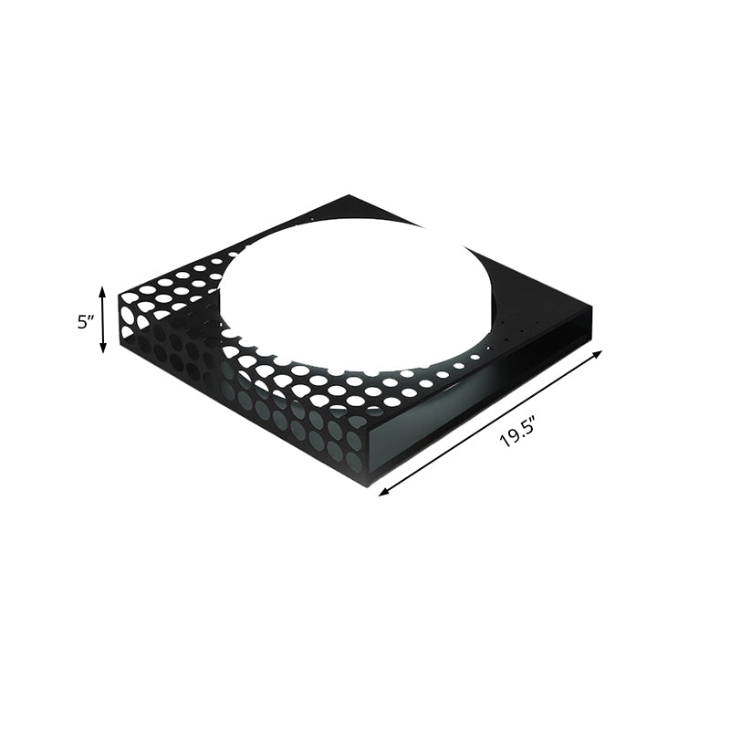 Iron Square Flush Mount Ceiling Light with Acrylic Shade in Nordic White/Black for Warm/White Bedroom Lighting