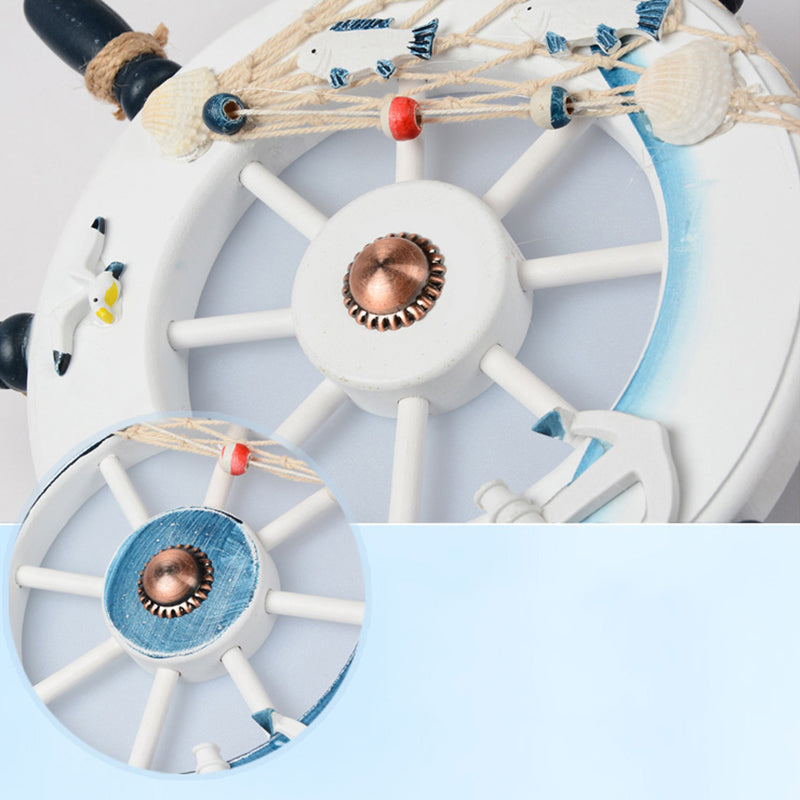 Nautical Style Hanging Lamp For Bedroom With Adjustable Pendant Lighting And Ship Wheel Design In