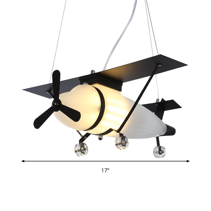 Vintage Glass Pendant Chandelier For Boys Room With Plane Design