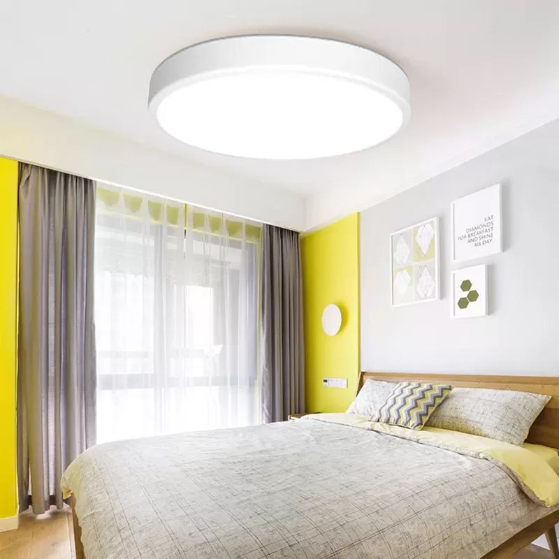 Modern White LED Flush Mount Light - Ultra Thin Ceiling Lighting with Acrylic Shade for Bedroom
