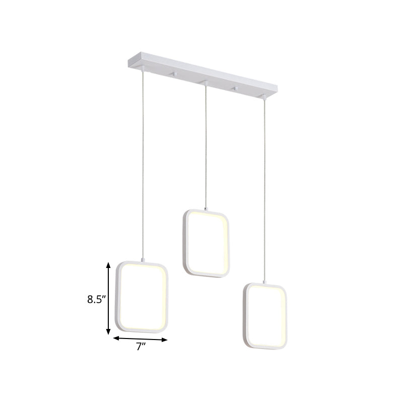 Modern Acrylic Pendant Light with 3 Lights, Black/White Finish, Square/Circle Cluster Design, Warm/White Light, Round/Linear Canopy