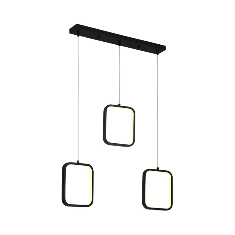 Modern Acrylic Pendant Light with 3 Lights, Black/White Finish, Square/Circle Cluster Design, Warm/White Light, Round/Linear Canopy