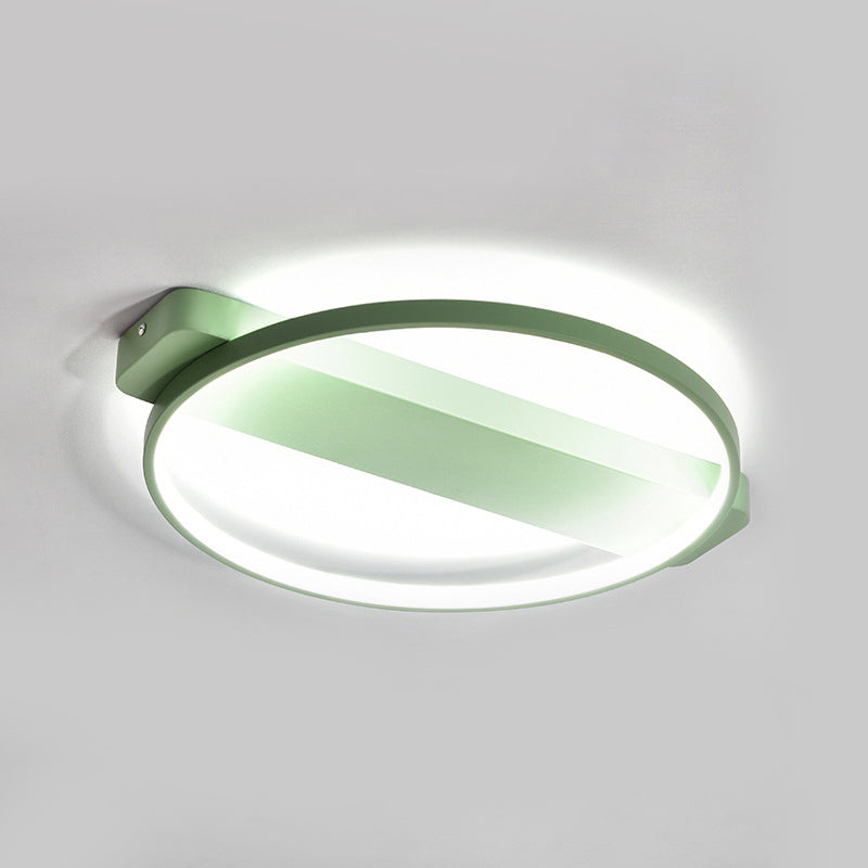 LED Bedroom Ceiling Light - Kid's Modern Semi Flush with Acrylic Ring