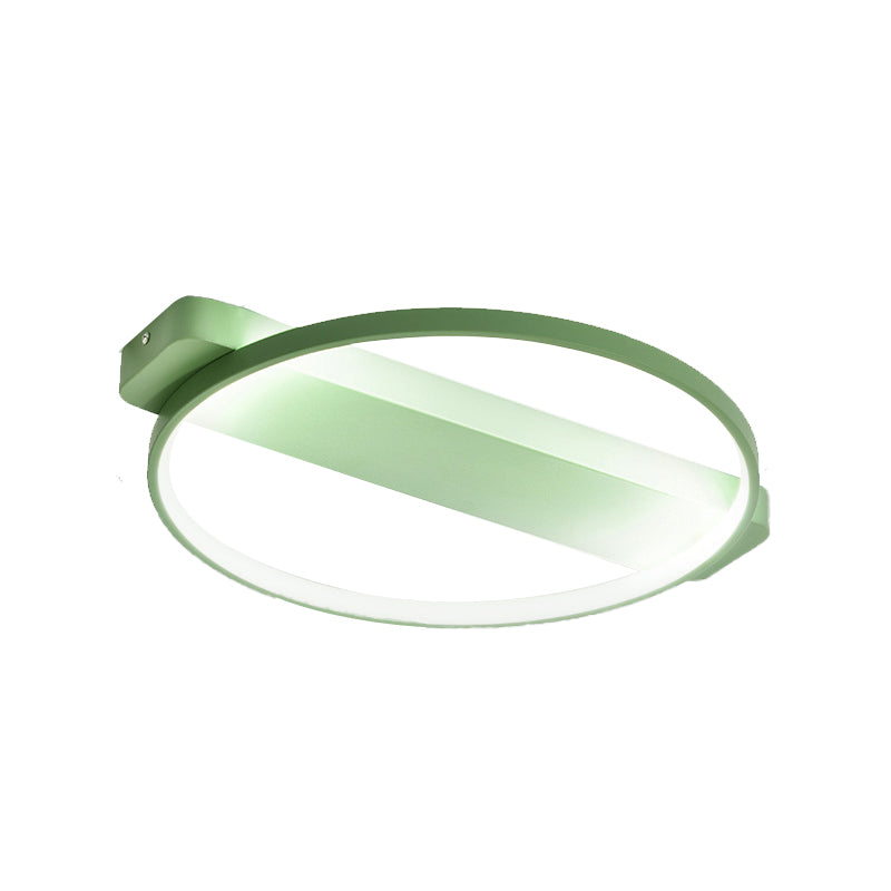 LED Bedroom Ceiling Light - Kid's Modern Semi Flush with Acrylic Ring