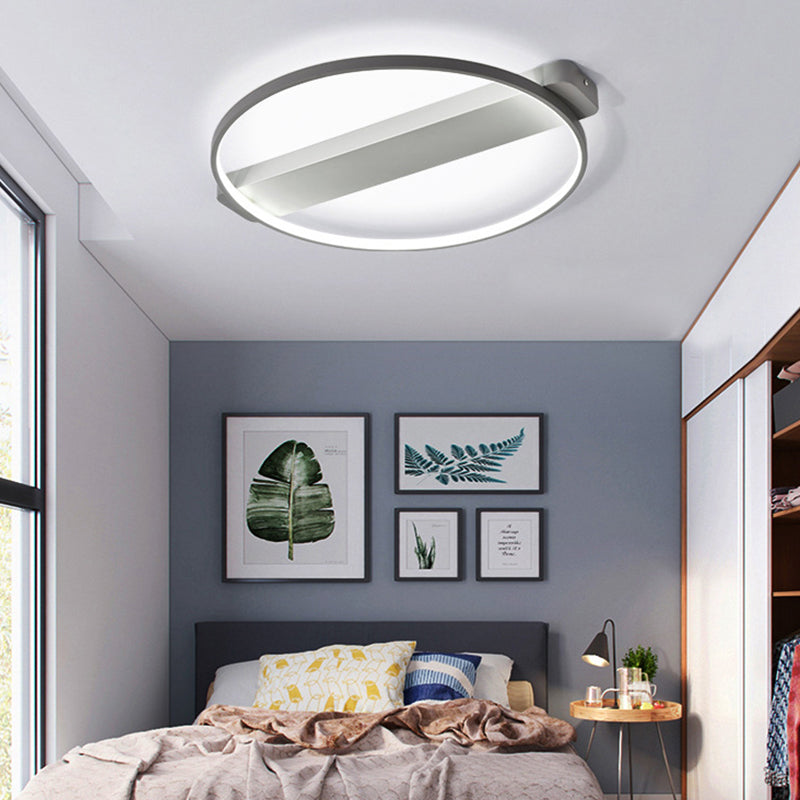 LED Bedroom Ceiling Light - Kid's Modern Semi Flush with Acrylic Ring