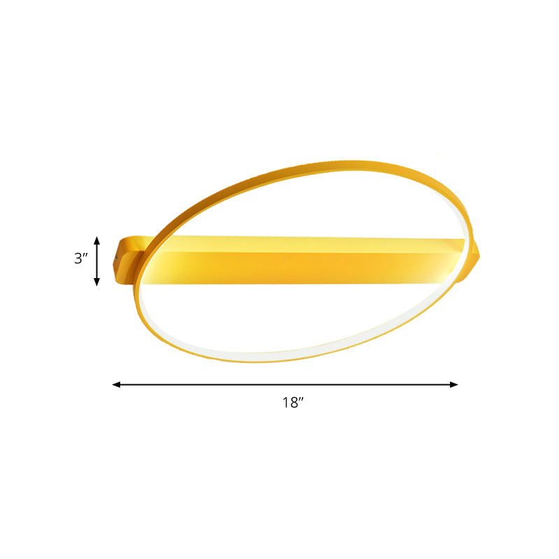 LED Bedroom Ceiling Light - Kid's Modern Semi Flush with Acrylic Ring