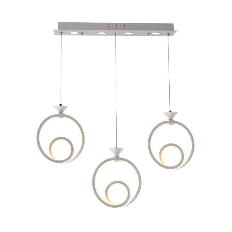 Contemporary Multi-Ring Cluster Pendant Acrylic Kitchen Lamp With 3/5 Heads In Warm/White/Natural