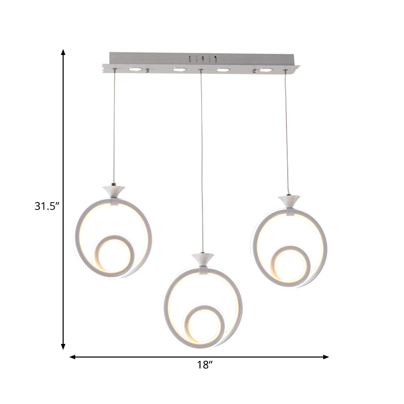Contemporary Multi-Ring Cluster Pendant Acrylic Kitchen Lamp With 3/5 Heads In Warm/White/Natural