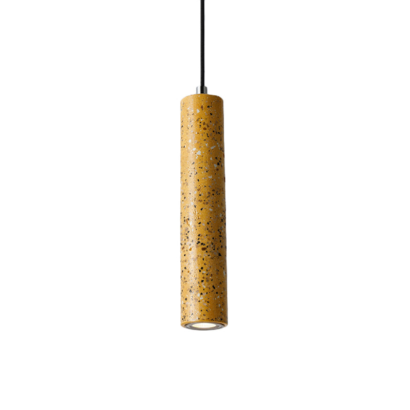 Nordic Concrete Tube Pendant Lighting - 1 Light Black/White/Yellow Suspension