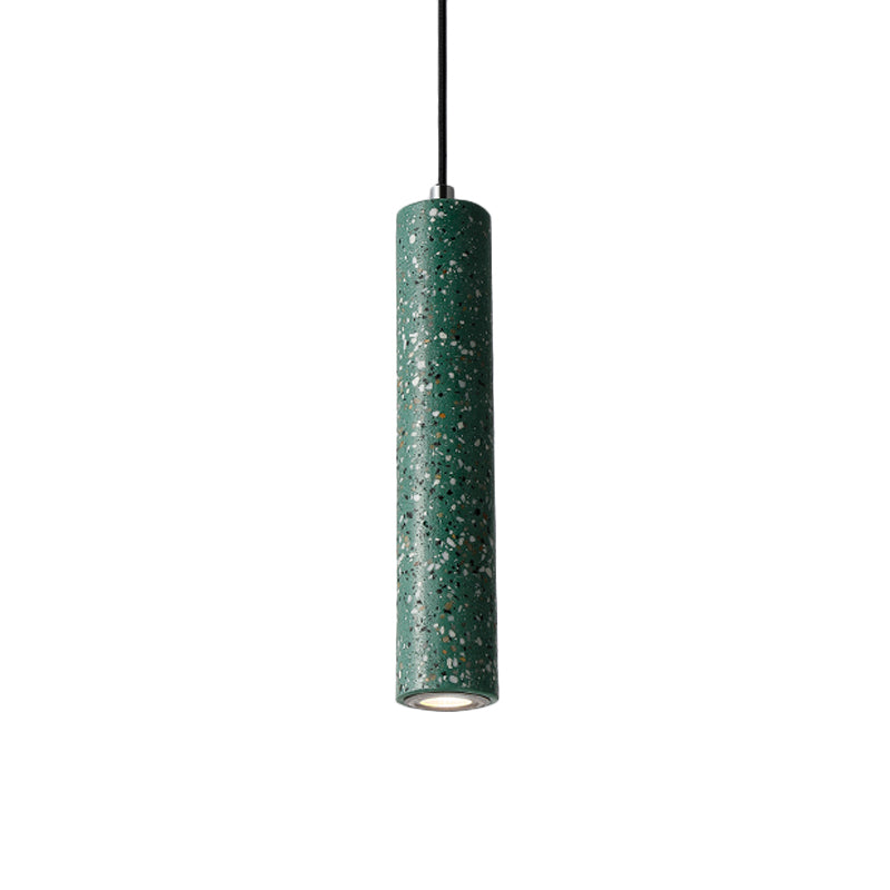 Nordic Concrete Tube Pendant Lighting - 1 Light Black/White/Yellow Suspension