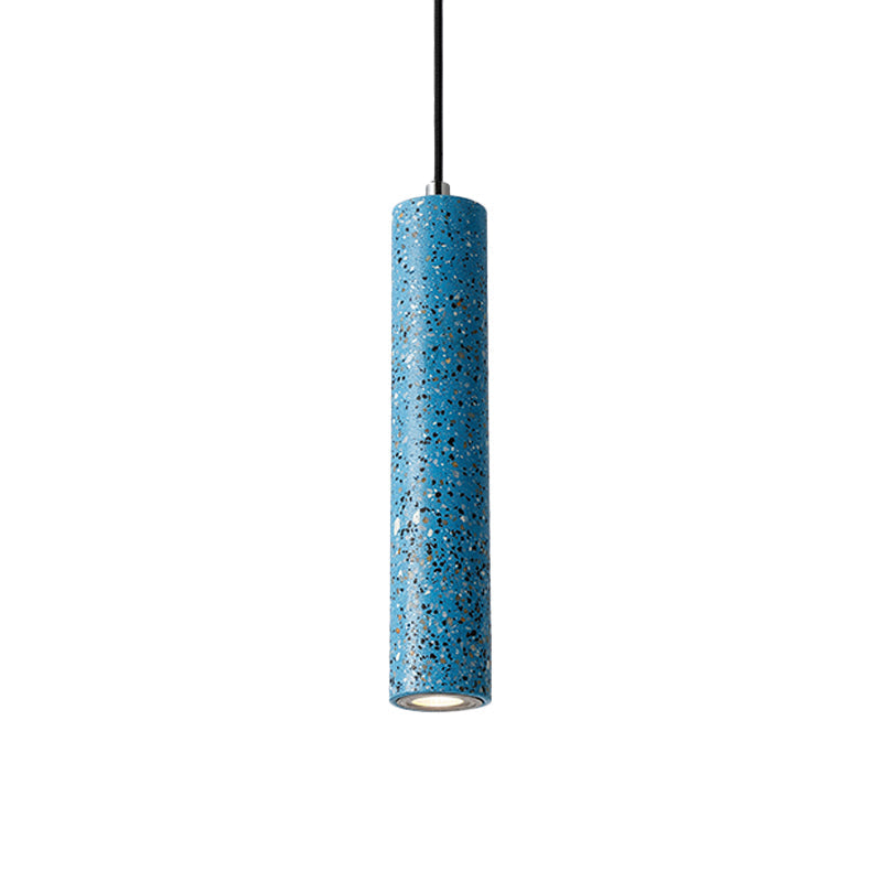 Nordic Concrete Tube Pendant Lighting - 1 Light Black/White/Yellow Suspension