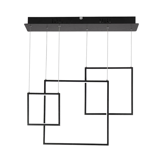Modern Square Ceiling Light With 3/5 Acrylic Pendants In Black/White For Warm White Or Natural