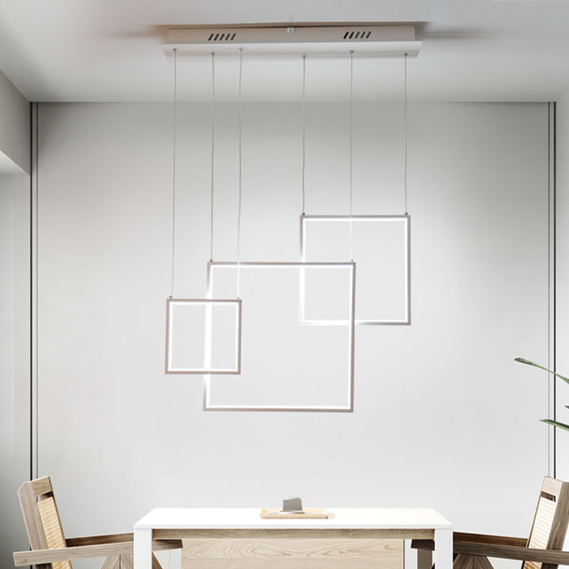 Modern Square Ceiling Light With 3/5 Acrylic Pendants In Black/White For Warm White Or Natural