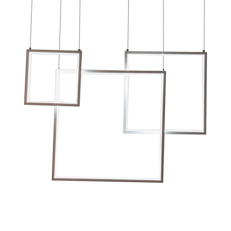 Modern Square Ceiling Light With 3/5 Acrylic Pendants In Black/White For Warm White Or Natural