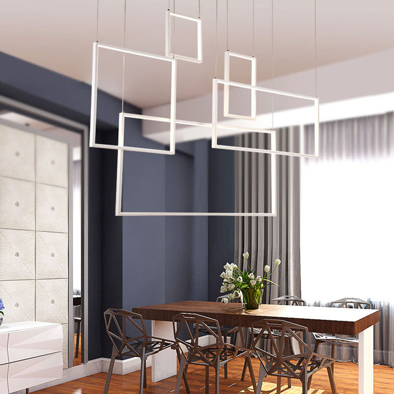 Modern Square Ceiling Light With 3/5 Acrylic Pendants In Black/White For Warm White Or Natural 5 /