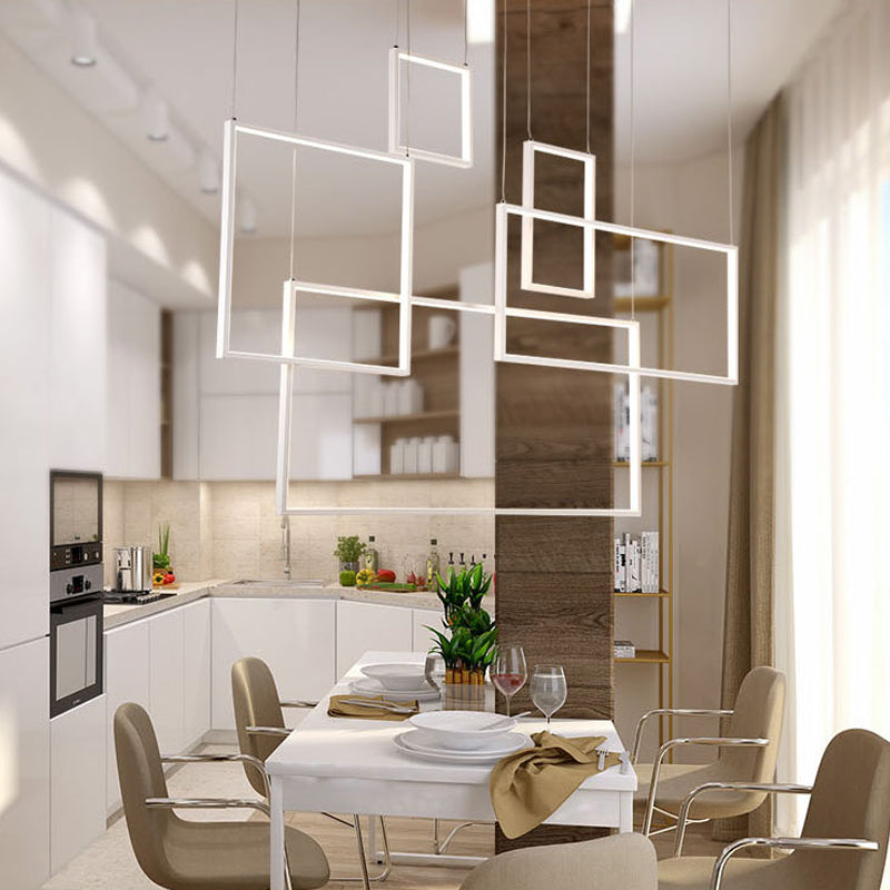 Modern 3/5-Head Acrylic Cluster Pendant Ceiling Light Fixture in Black/White