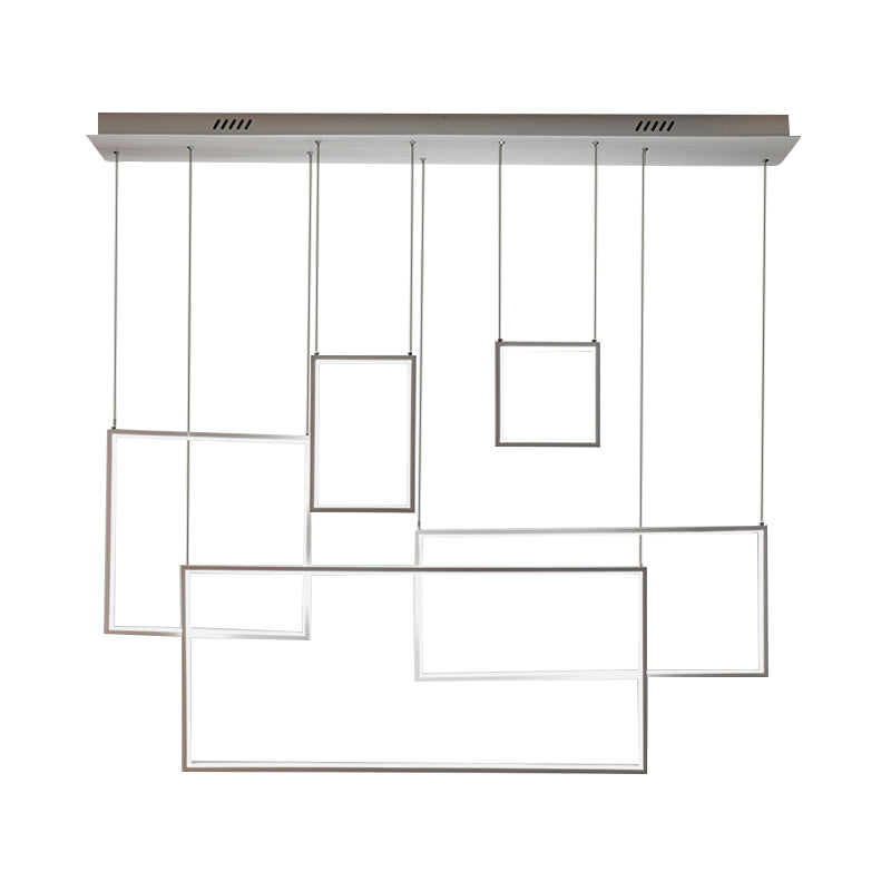Modern Square Ceiling Light With 3/5 Acrylic Pendants In Black/White For Warm White Or Natural