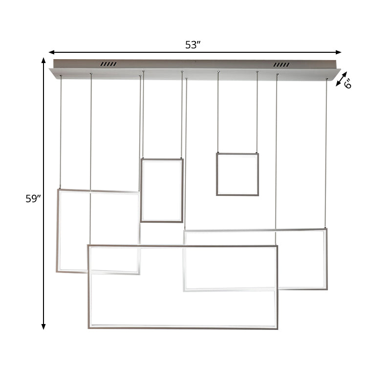 Modern Square Ceiling Light With 3/5 Acrylic Pendants In Black/White For Warm White Or Natural