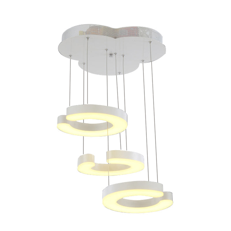 C-Shaped LED Pendant Lamp Kit - Minimalist Metal Design with Warm/White Light and Round/Linear Canopy