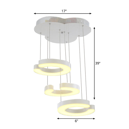 C-Shaped Hanging Led Pendant Lamp With Minimalist Metal Design In Warm/White Light