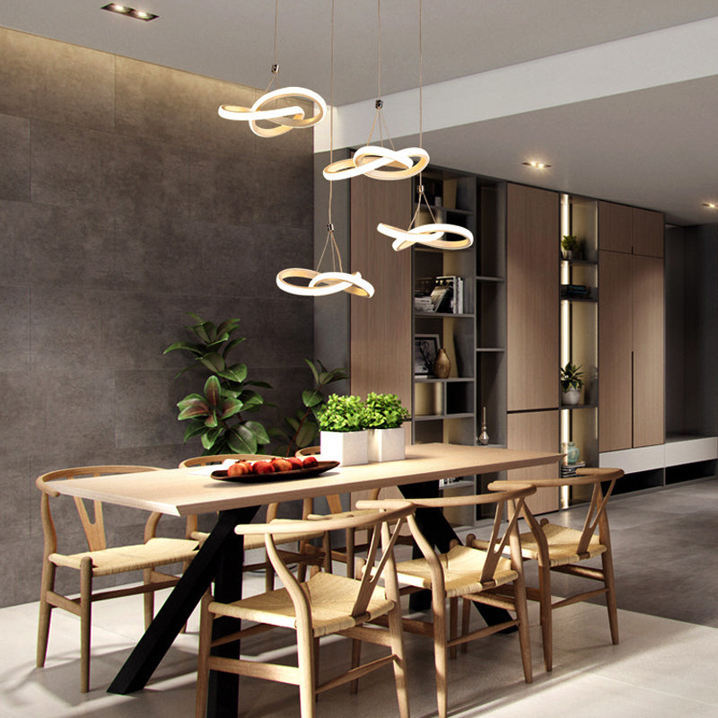 Twisting Island LED Pendant Ceiling Light - 3/4 Heads, Acrylic, Warm/White Light