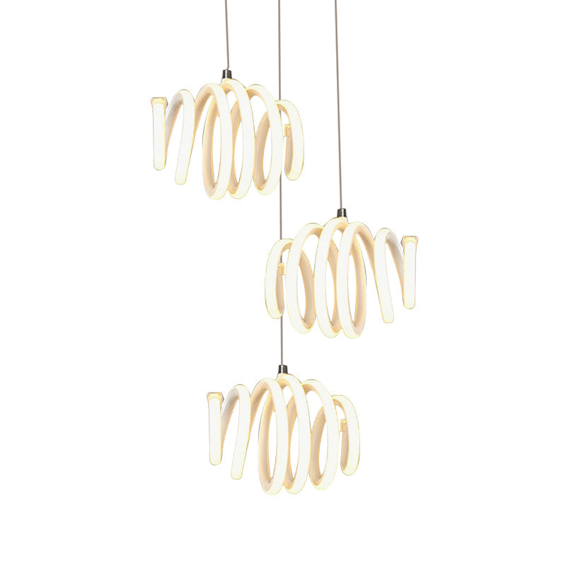 Minimalist Twisted Suspension Pendant Led Ceiling Light In Warm/White