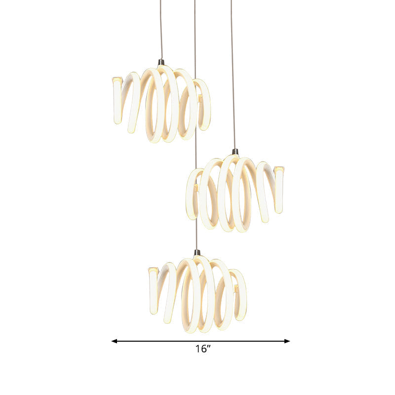 Minimalist Twisted Suspension Pendant Led Ceiling Light In Warm/White