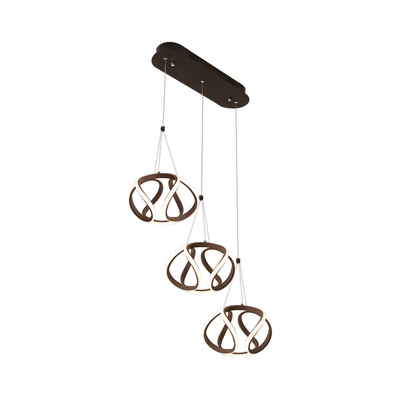 Modern Waving Acrylic Island Pendant Light: Brown Hanging Ceiling Light with Adjustable Cords (3/5-Light)